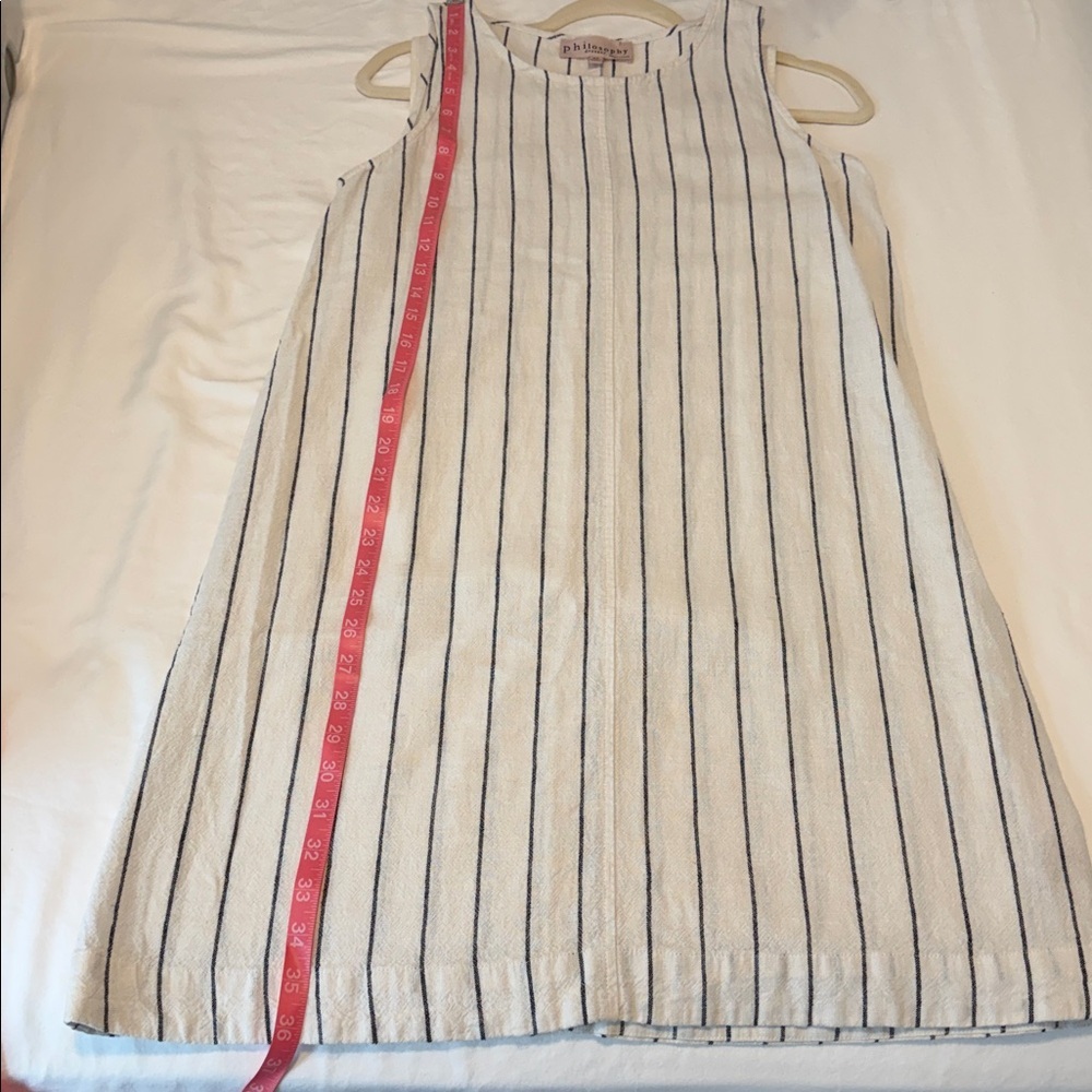 Philosophy Linen Stripe Shift Dress White Black Coastal Euro Summer Minimalist - Picture 13 of 15